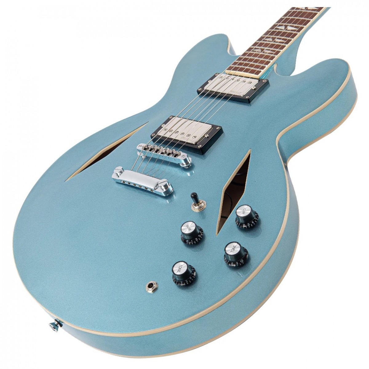 VINTAGE VSA550 "Pretender" Semi Hollow, Gun Hill Blue