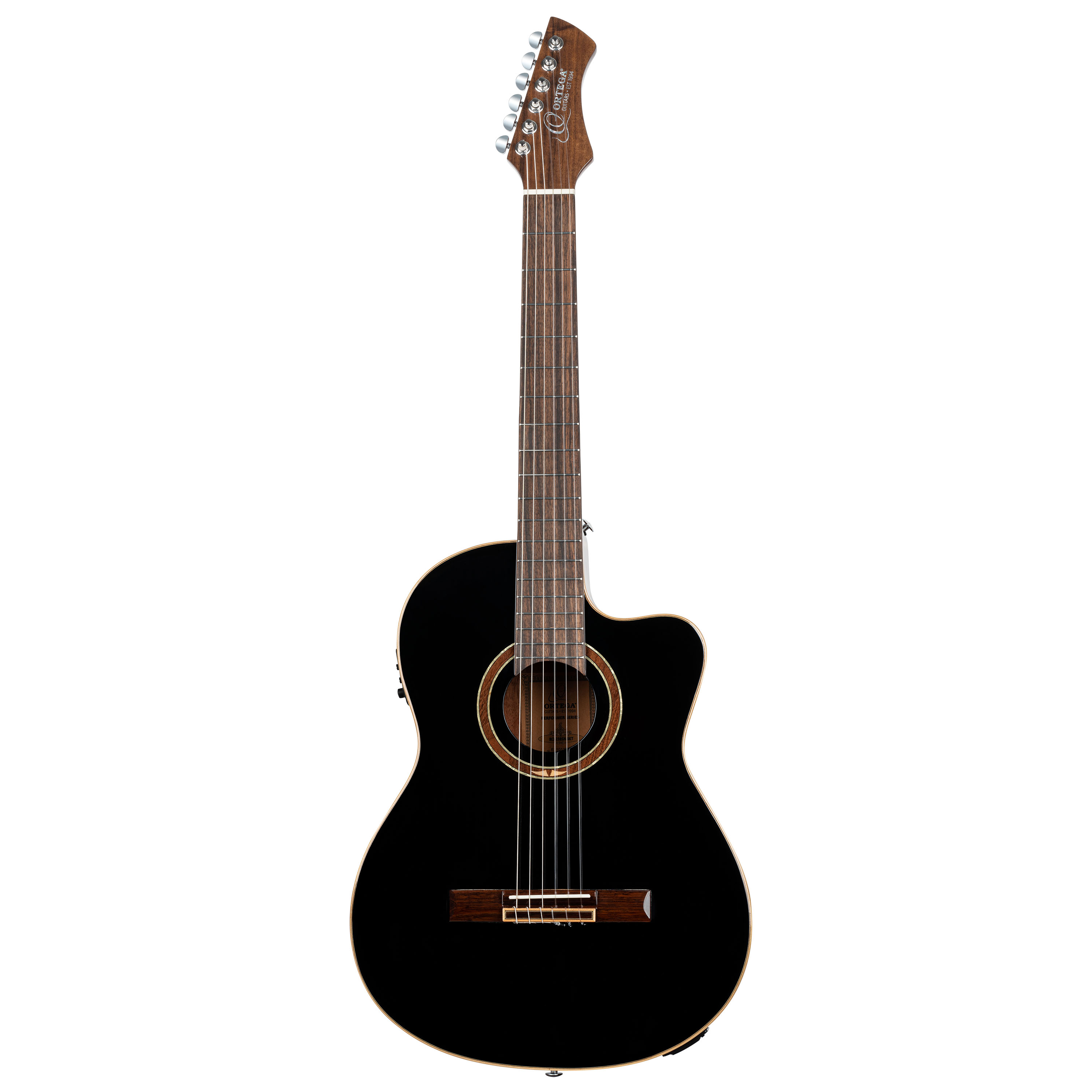 ORTEGA RCE238SN-BKT Performer Series Konzertgitarre 6 String Cutaway - Black + Bag