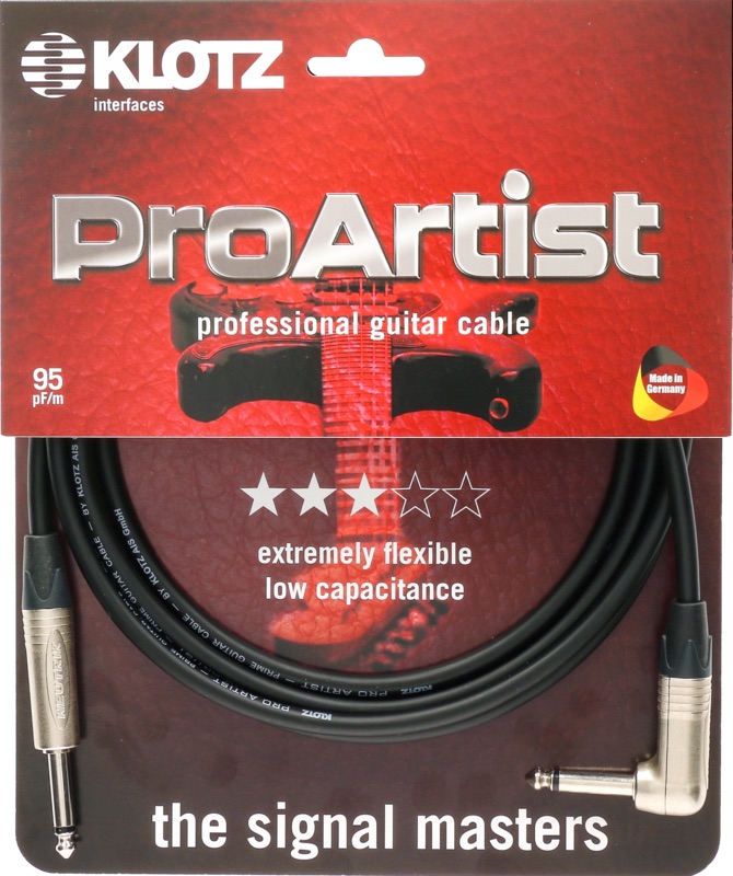 KLOTZ Pro Artist Instrumentenkabel 2x Klinke 2p. gerade - gewinkelt 6.0 m schwarz