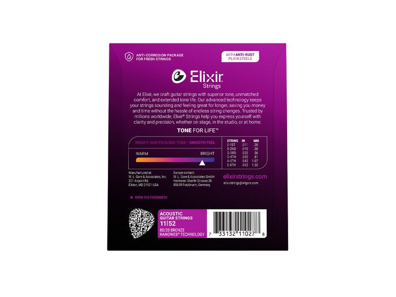 ELIXIR Westerngitarrensatien 80/20 Bronze 11- 52   E11027