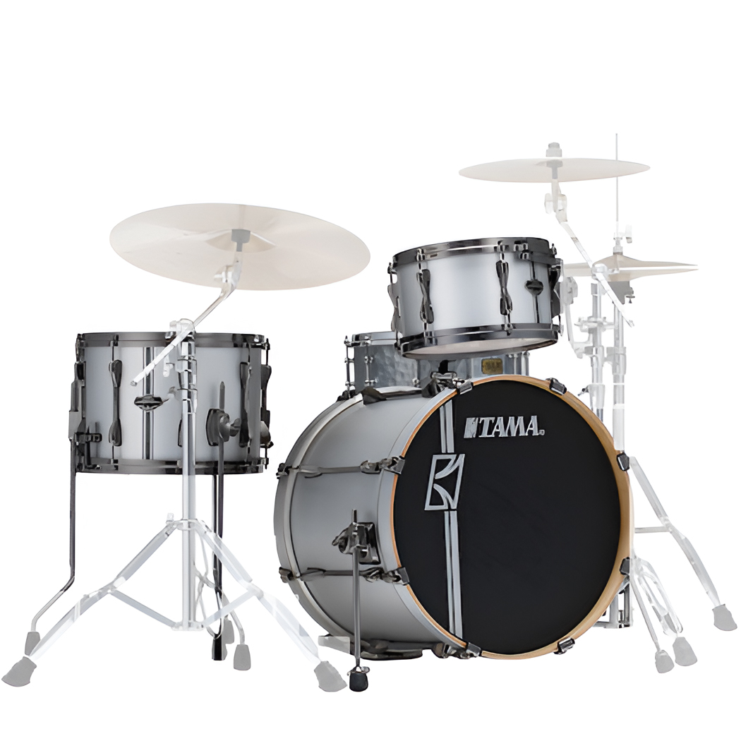 TAMA Superstar Hyper-Drive Duo Kit 4teilig - mit 14"x10" Duo Snare Satin Silver Vertical Stripe