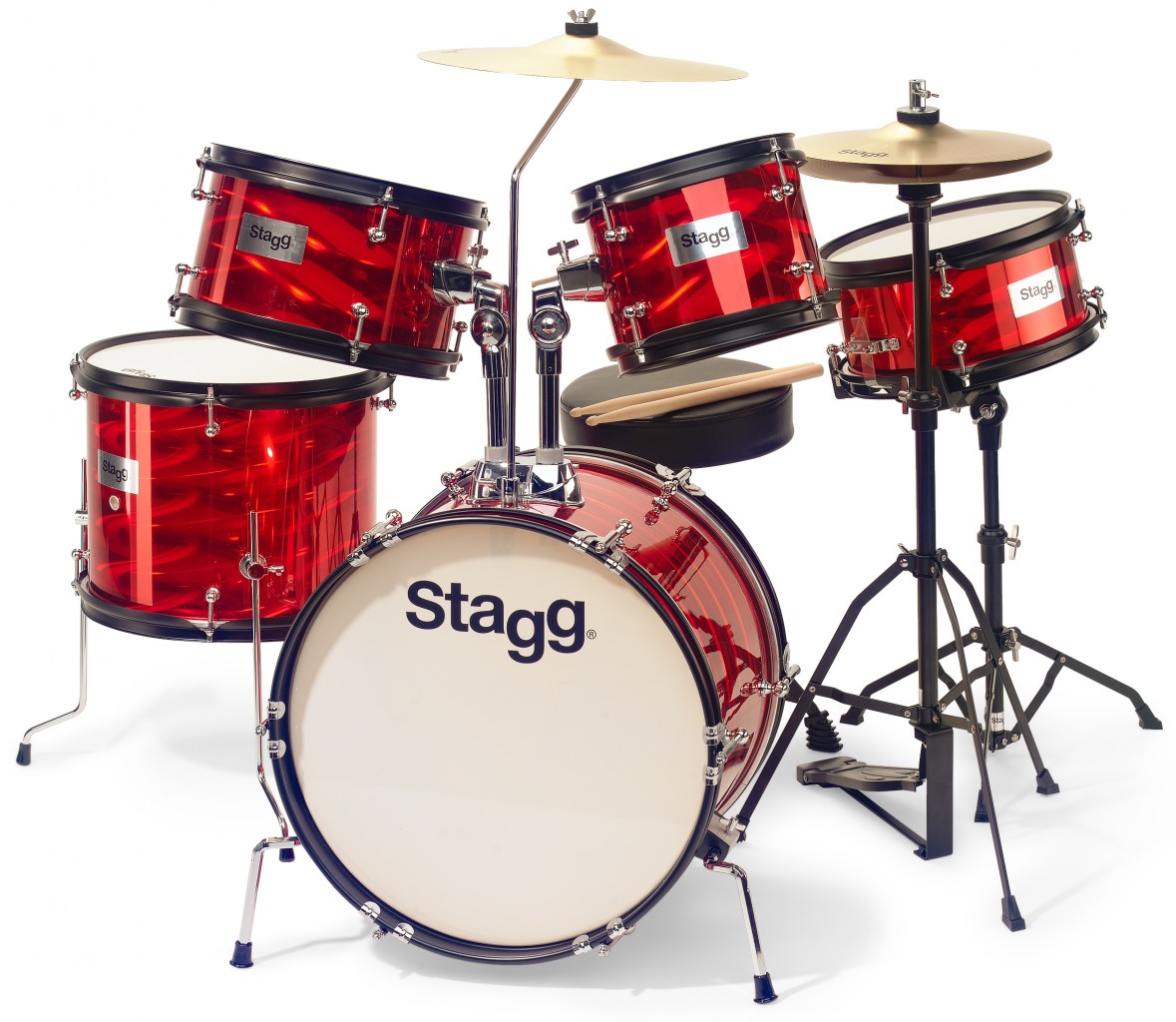 24133-1280x1024_90_TIM_JR_5_16B_RD STAGG Schlagzeug für Kinder - rot - 5-teilig 16"