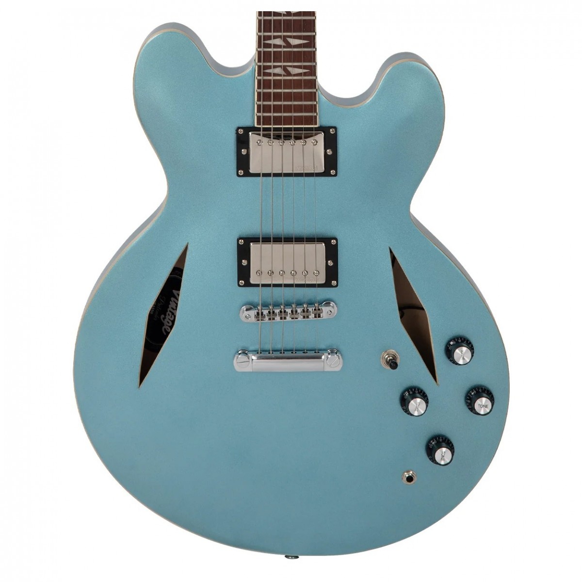 VINTAGE VSA550 "Pretender" Semi Hollow, Gun Hill Blue