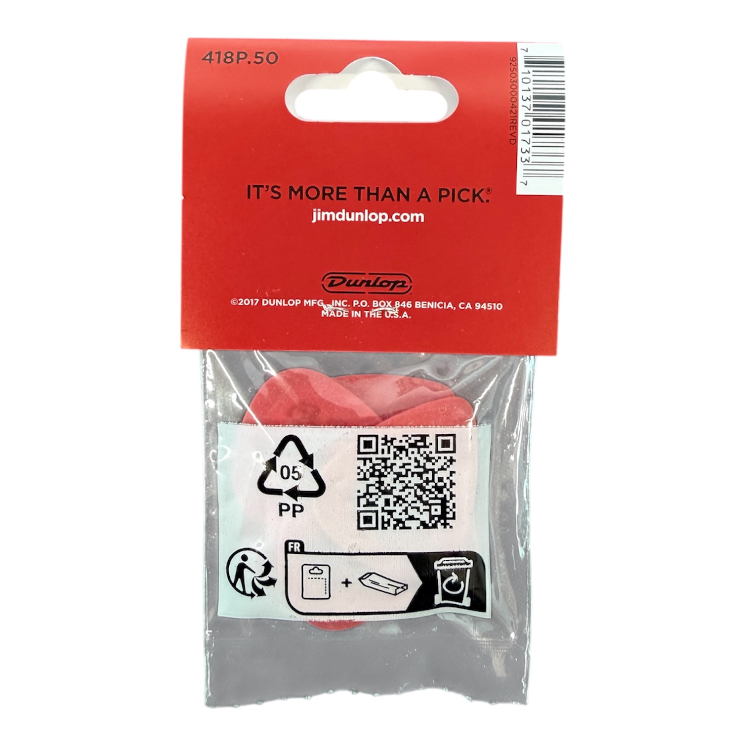 DUNLOP Tortex 0,50 Picks Player's Pack 12 Pack Plektrum Set 0,50 mm