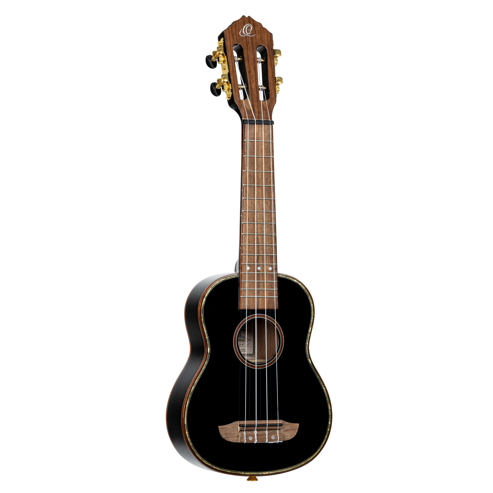 ORTEGA Onyx Series Sopran Ukulele 4 String - All Gloss Black + Bag