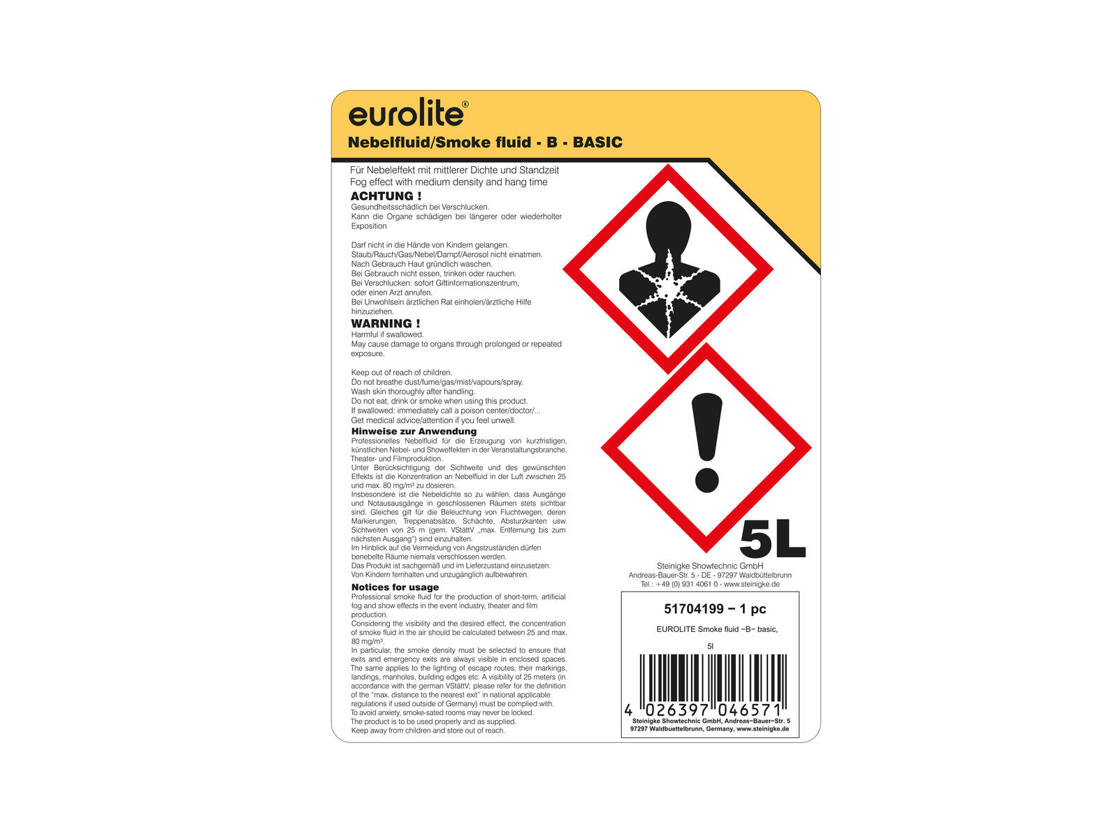 EUROLITE SMOKE FLUID -B- Basic, 5l Nebelfluid