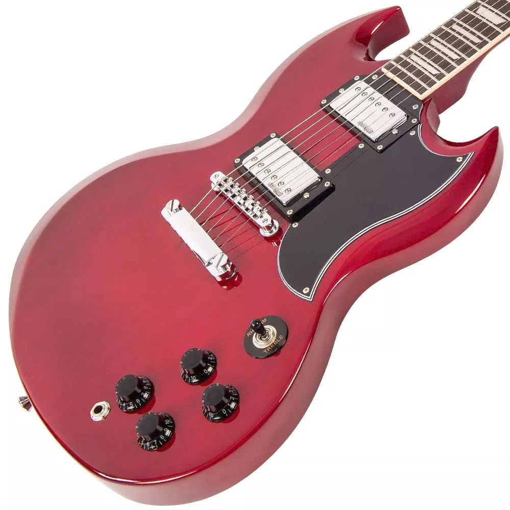 VINTAGE Reissued VS6 Cherry Red SG-Style E-Gitarre