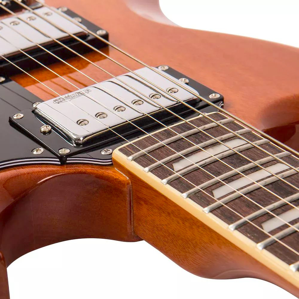 VINTAGE Reissued VS6M Dark Mahogany SG-Style E-Gitarre