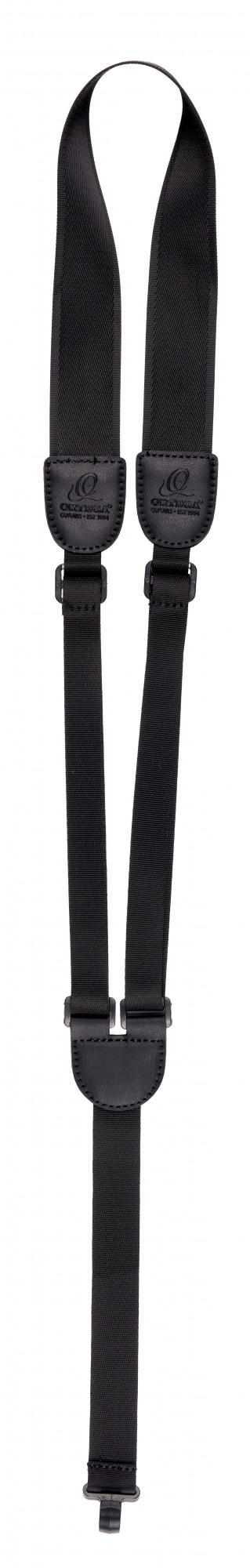 ORTEGA OGSHK-BK Nylongitarrengurt mit Support Hook - Schwarz
