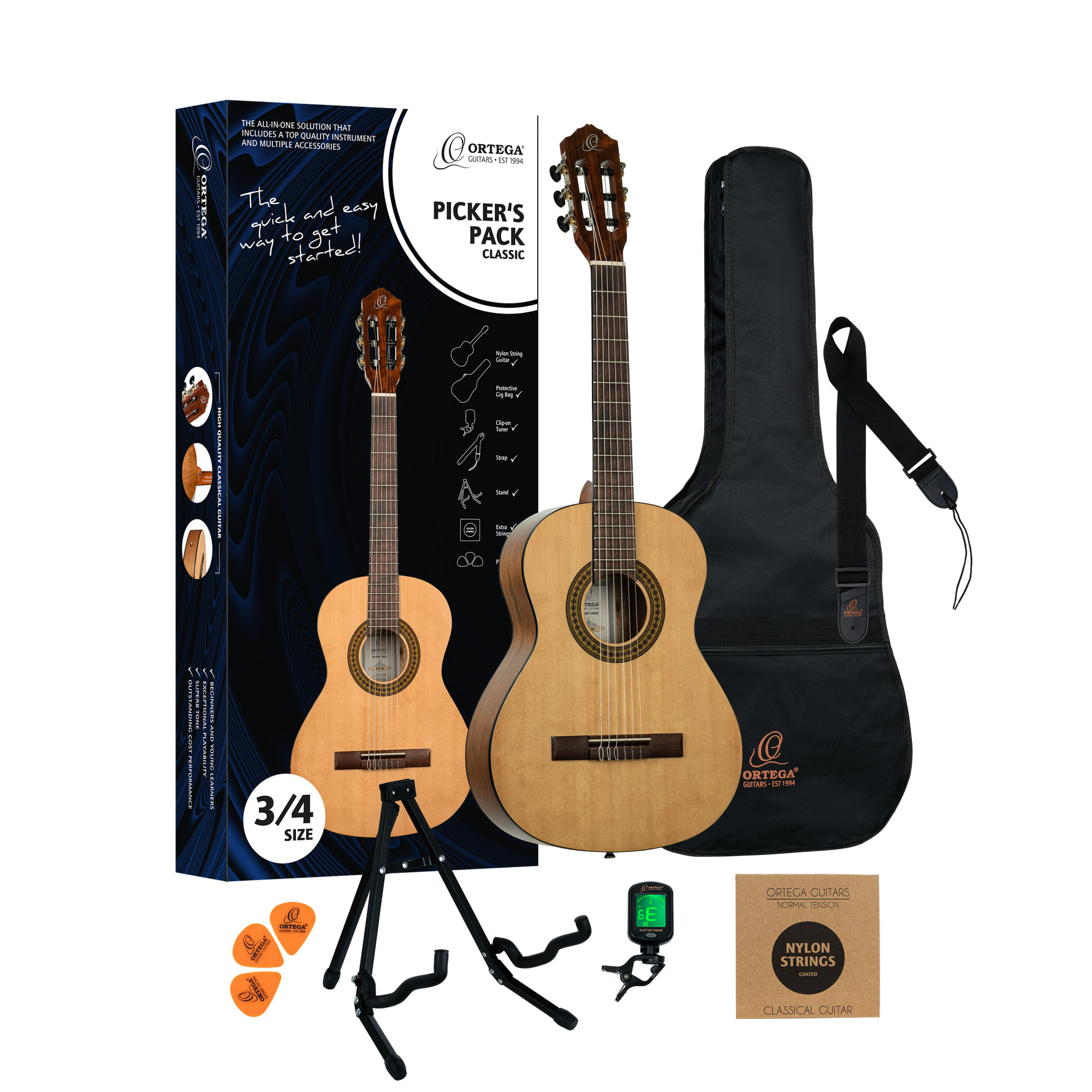 ORTEGA Pickers Pack 3/4 Konzertgitarre 6-String - Einsteigerset