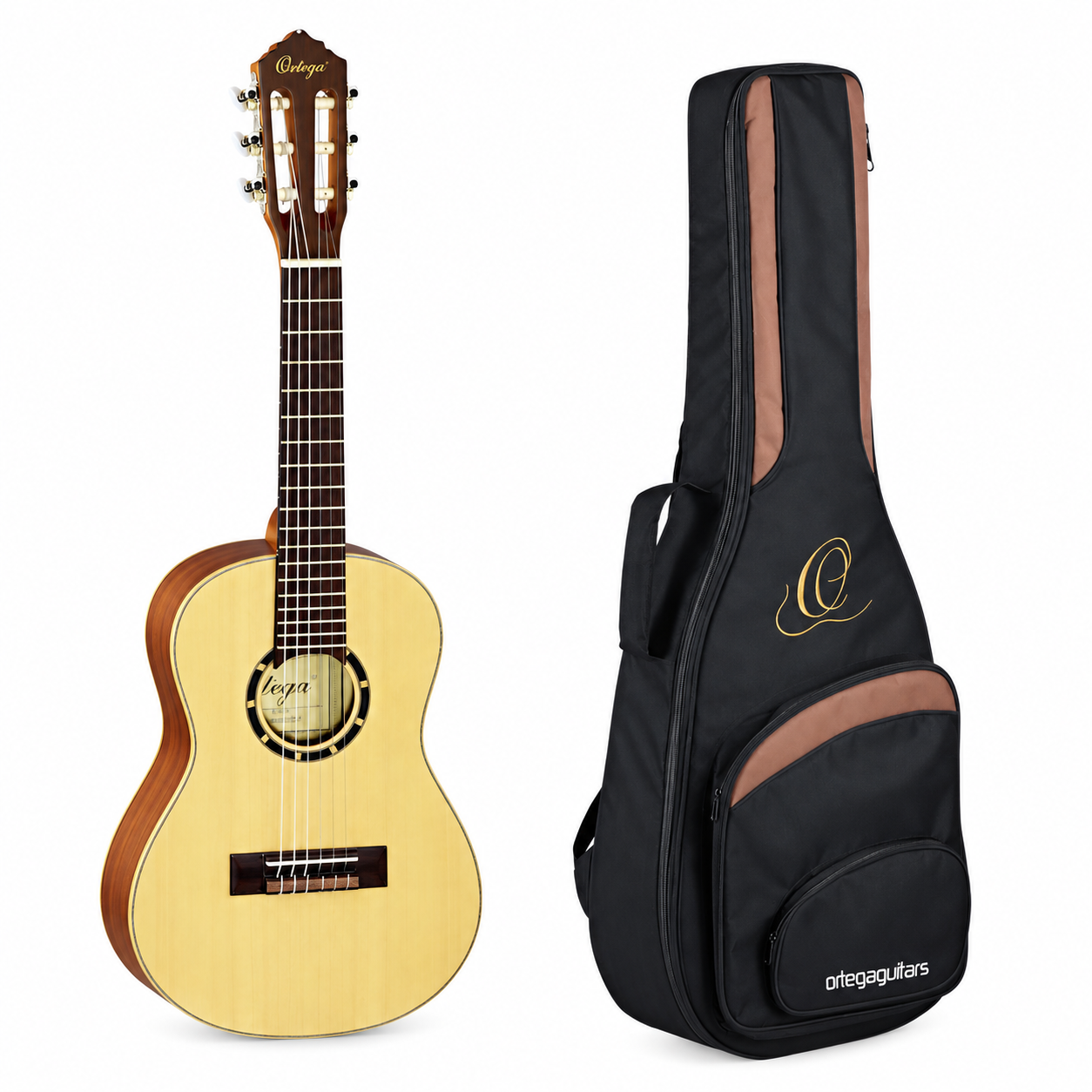ORTEGA R121 1/4 Family Series Klassikgitarre Natur im Set mit Tasche
