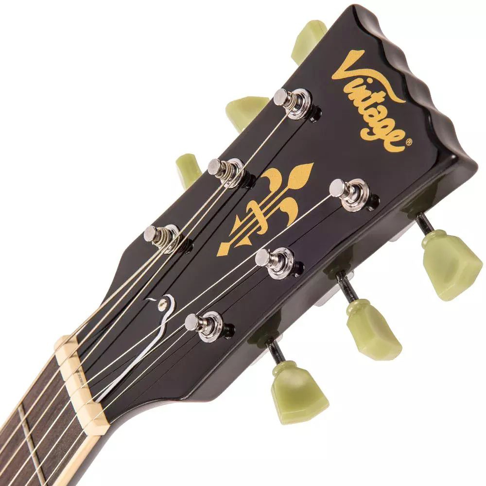 VINTAGE Reissued VS6B Gloss Black SG-Style E-Gitarre